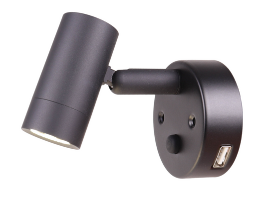 Nano 12V LED Spot Light With USB Socket - Black Neutral White