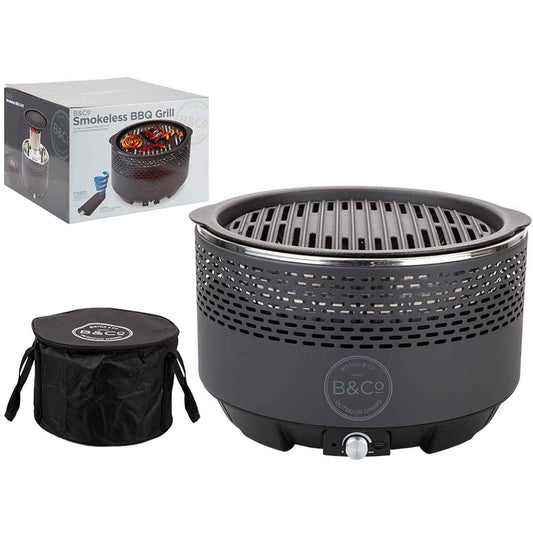 B&Co Alfresco smokeless charcoal BBQ in slate grey