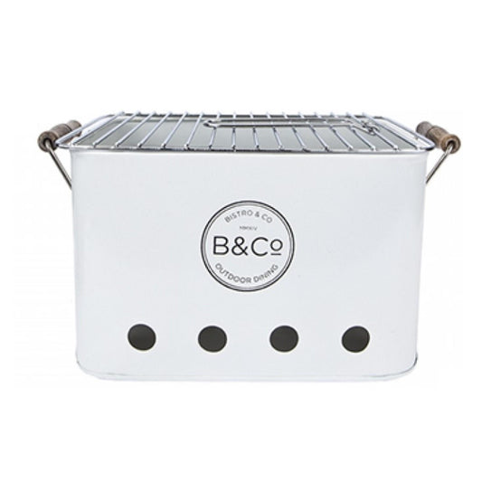 B&Co white 32cm portable charcoal BBQ